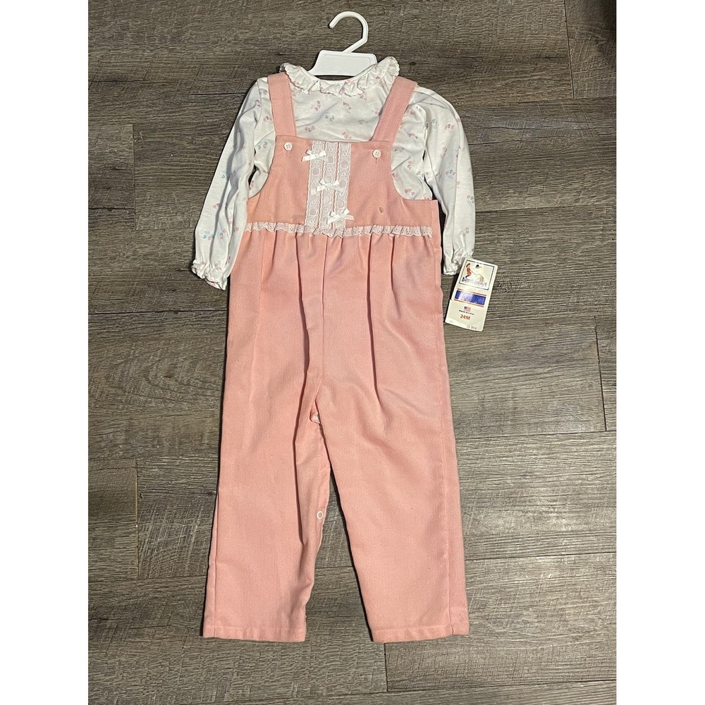 Vintage Baby Corduroy Overalls Buster Brown Pink Overalls Size 24 Months 2 piece